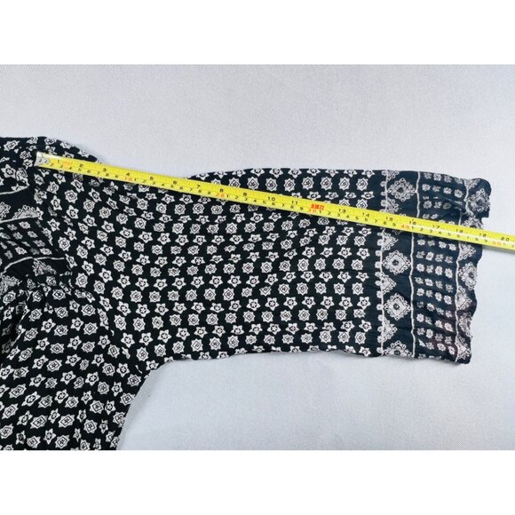 Angie Boho Dress Black & White Floral Print Long Sleeve Medium - Picture 9 of 10